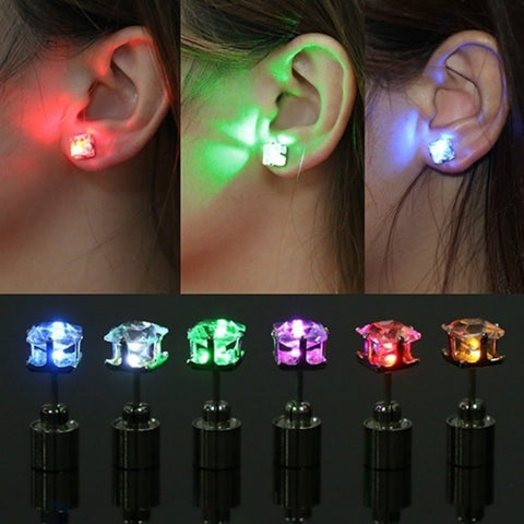 1 Pair Unisex LED Light Bling Studs Earring